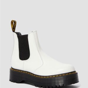Dr. Martens 2976 Quad White Leather Platform + Shoe Polish